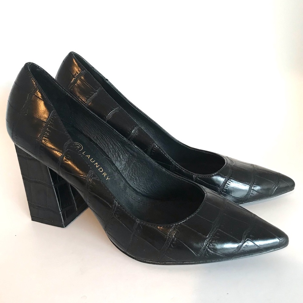 Chinese Laundry Kyra Black Crocodile-Embossed Pointed-Toe Pumps (8.5) NWOT! - Picture 6 of 15